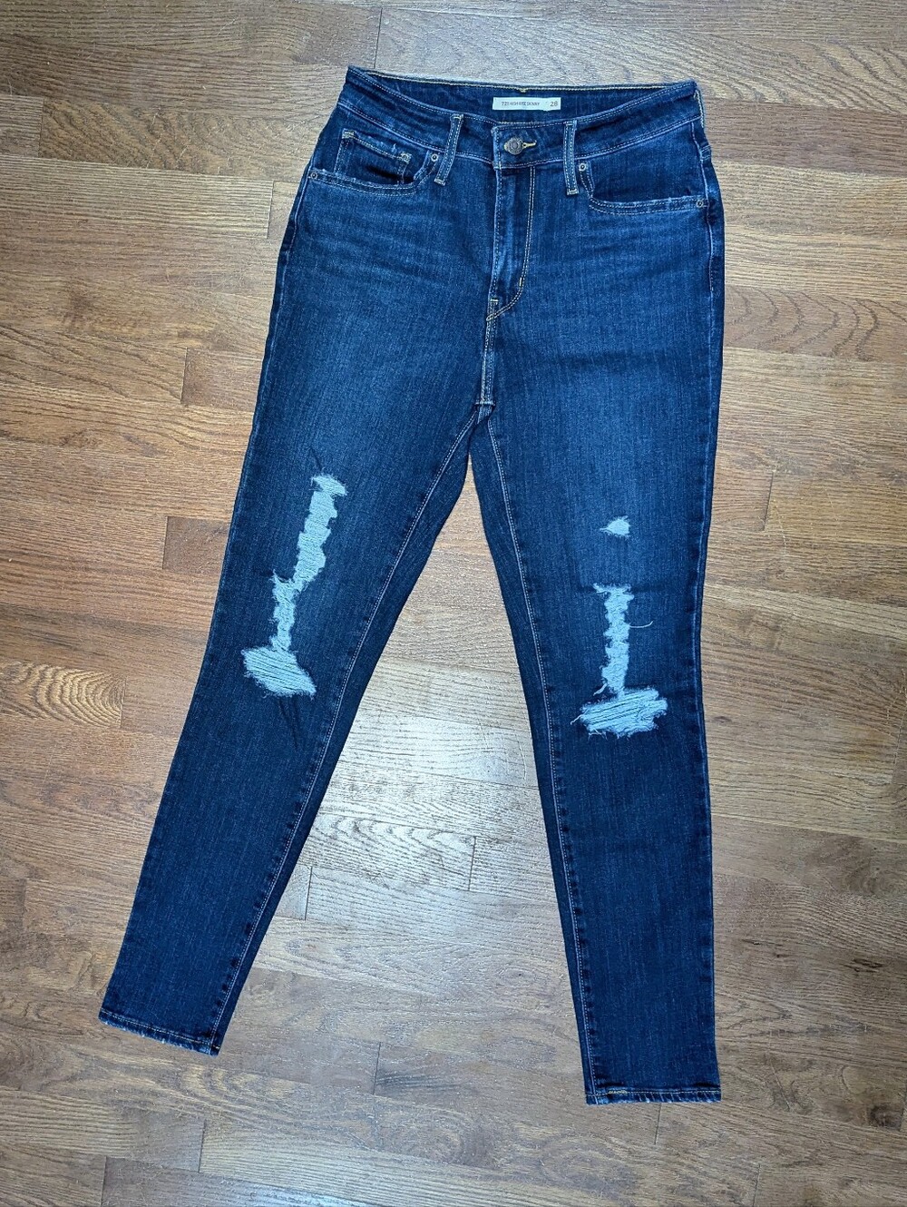 Levi's 721 Dark Blue Distressed Women's Jeans